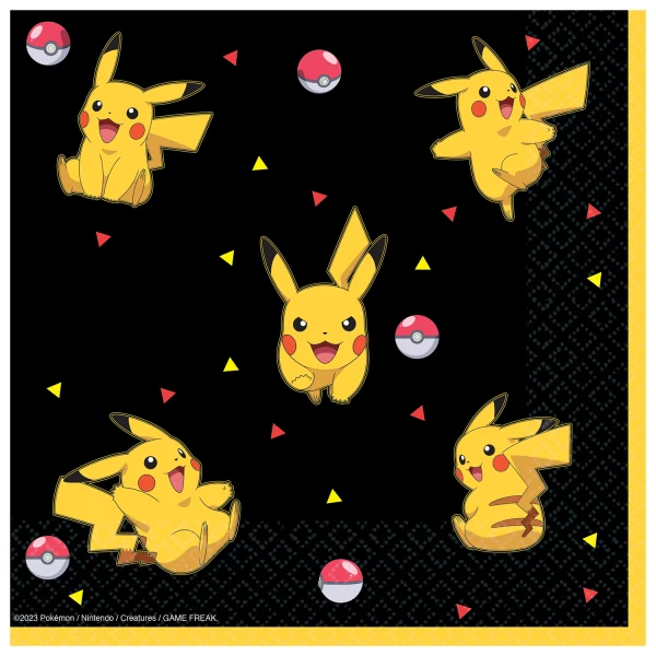 Tovaglioli Pikachu, Pokemon, 33 cm x 33 cm, confezione da 16 pezzi