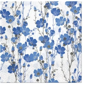 Tovaglioli pranzo 20x Piante di lino blu, 33x33 cm
