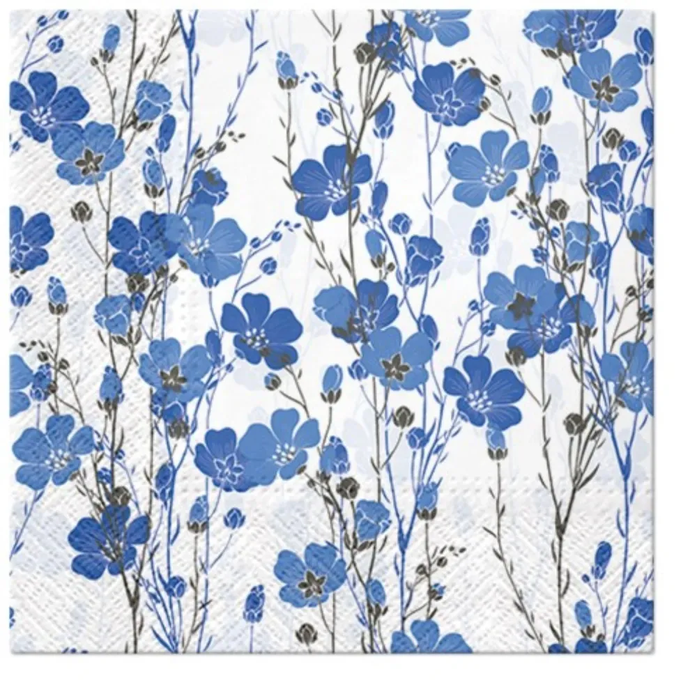 Tovaglioli pranzo 20x Piante di lino blu, 33x33 cm