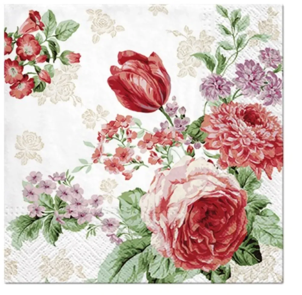 Tovaglioli pranzo 20x rose rosse/viola, 33x33 cm