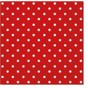 Tovaglioli pranzo 20x rosso/bianco con pois, 33x33 cm