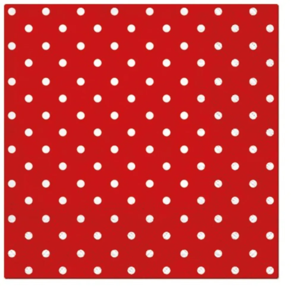 Tovaglioli pranzo 20x rosso/bianco con pois, 33x33 cm