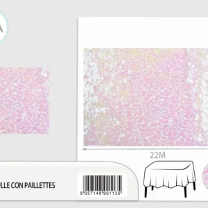 Tulle con paillettes 1,7m di larghezza iridescente