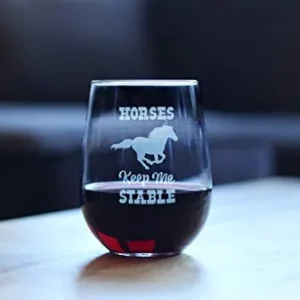 Horses Keep Me Stable, calice da vino divertente senza stelo, misura 11 oncia incisa, regalo di cavallo Unknow