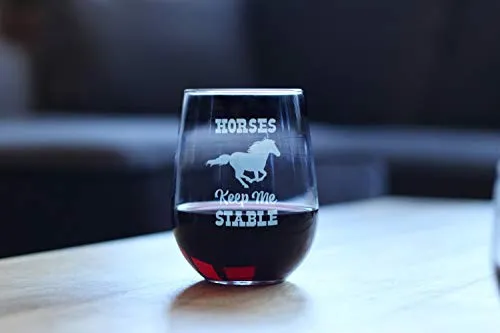 Horses Keep Me Stable, calice da vino divertente senza stelo, misura 11 oncia incisa, regalo di cavallo Unknow