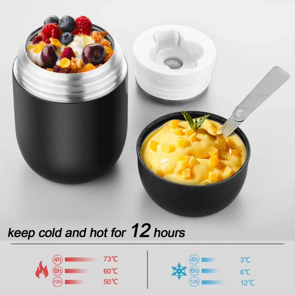ValueTalks Thermos per Alimentari 450ML Vuoto Isolato Acciaio Inossidabile