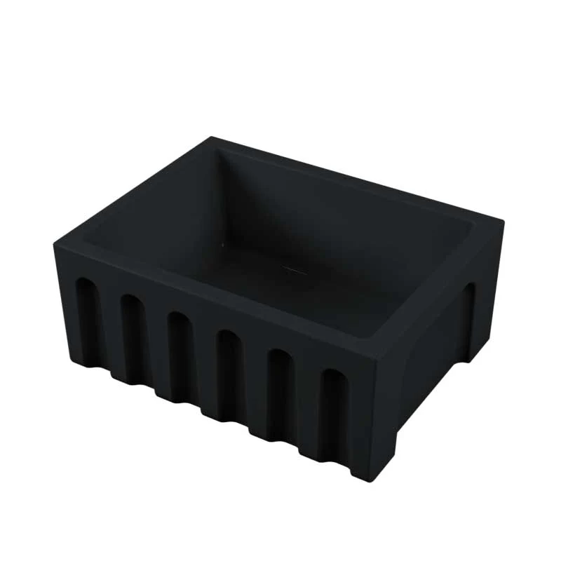 Vasca Lavello cucina 61x46 ceramica Nero Opaco collezione Fluted di Ceramica Galassia con Frontale Scanalato