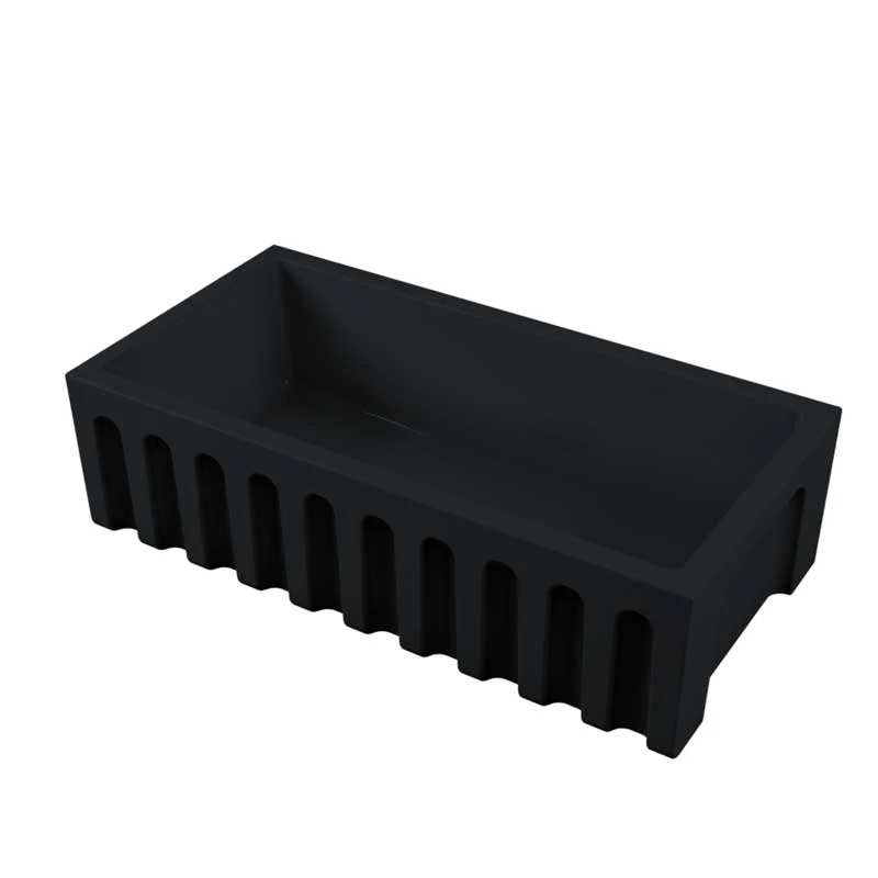 Vasca Lavello cucina 91x46 ceramica Nero Opaco collezione Fluted di Ceramica Galassia con Frontale Scanalato