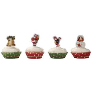 Vasos de papel con adornos navideños