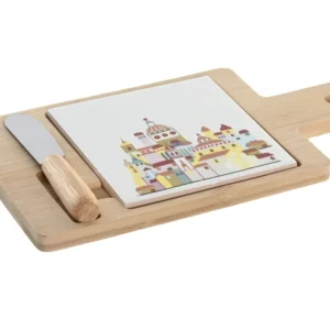 Vassoio aperitivo rettangolare bambÃ¹ e ceramica multicolor contemporaneo 21.5x11.8x1.5 cm - Item