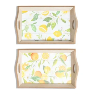 Vassoio limoni legno 23,5x15xh.5cm con decori assortiti