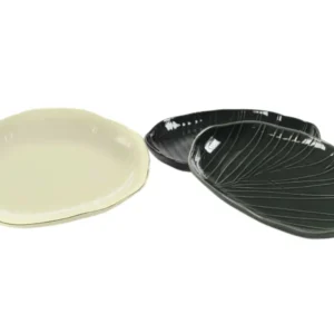 Vassoio ovale ceramica 3 colori assortiti stile jungle 18x25 cm, forma di foglia - Passionecasa
