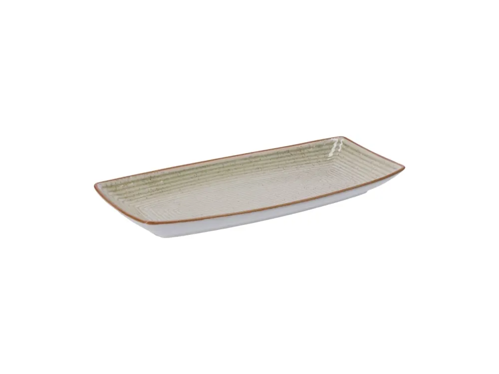 Vassoio rettangolare ceramica toni pastello con lavorazione rilievo, stile scandinavo, linea AD Trend, 3 colori disponibil...