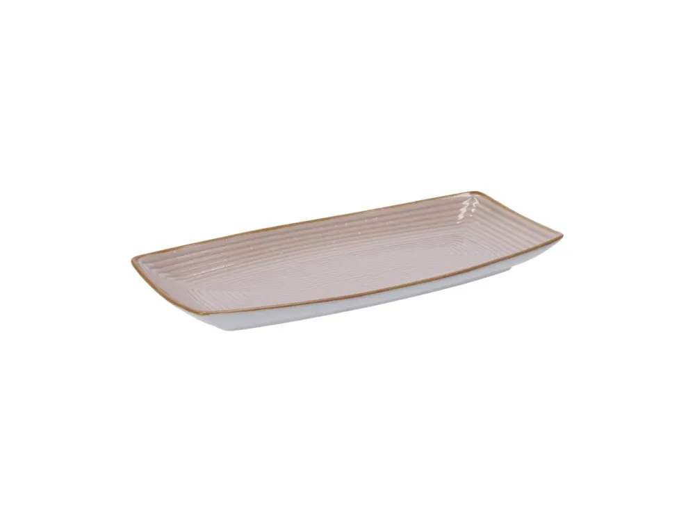 Vassoio rettangolare ceramica toni pastello con lavorazione rilievo, stile scandinavo, linea AD Trend, 3 colori disponibil...