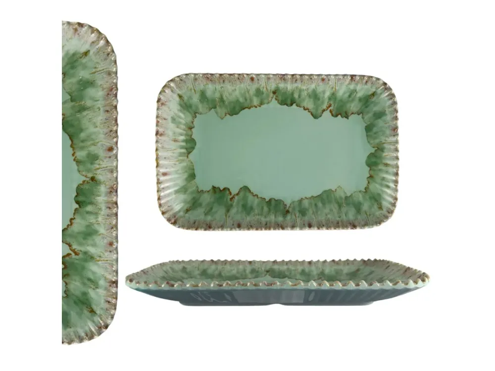 Vassoio rettangolare melamina verde acqua 39x27x4 cm - Maison TortorÃ