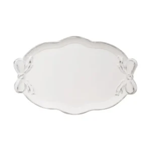 Vassoio smerlato ovale bianco 41x26cm