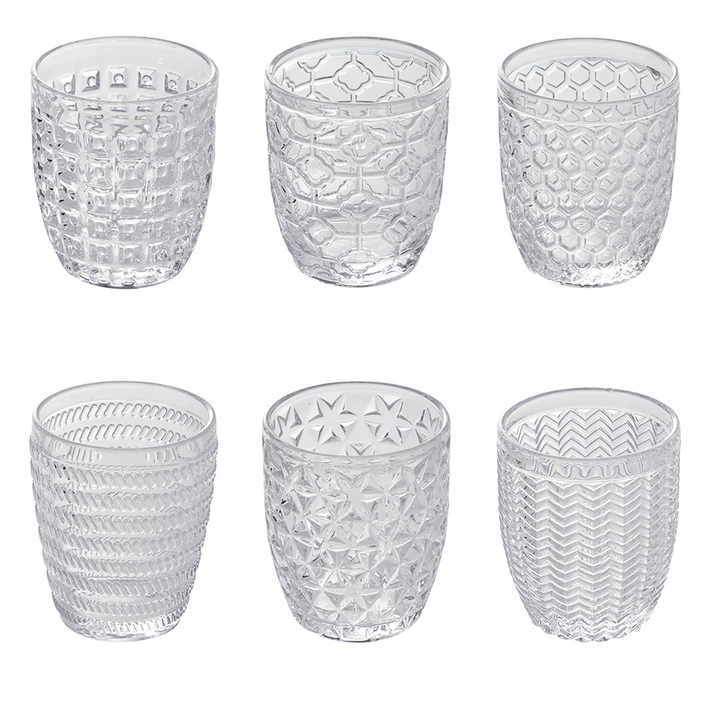 VILLA D'ESTE HOME TIVOLI Geometrie Set 6 Pezzi Bicchieri Acqua 350ml Vetro Trasparente
