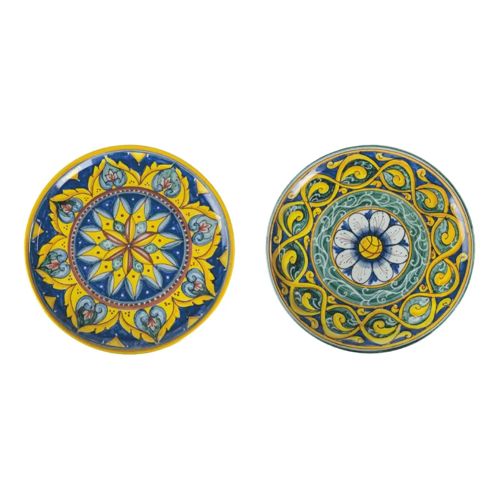 VILLA D'ESTE HOME TIVOLI Scilla Piatto Pizza Set 2 Pezzi 33cm Decoro Siciliano Porcellana