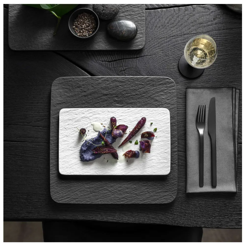 Villeroy & Boch-Manufacture Rock Blanc, Piatto Portata Quadrato 32,5cm