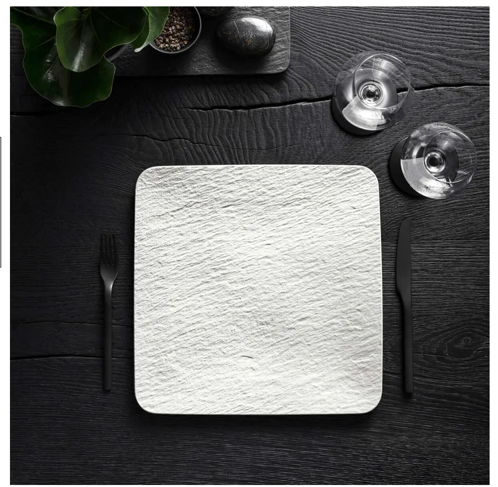 Villeroy & Boch-Manufacture Rock Blanc, Piatto Portata Quadrato 32,5cm