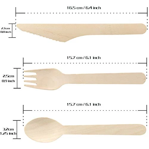 VIMOV Posate Legno monouso, Utensili biodegradabili per Festa, 300 Pezzi