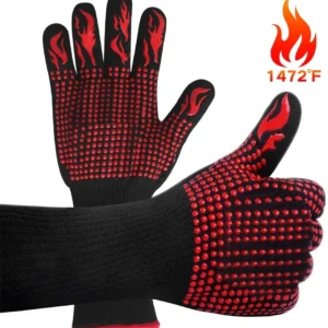 VINSIC Guanti da Forno, Guanti da Barbecue Resistenza al Calore Fino 800°C, Accessori BBQ Ingnifughi per Griglia, Camino,...