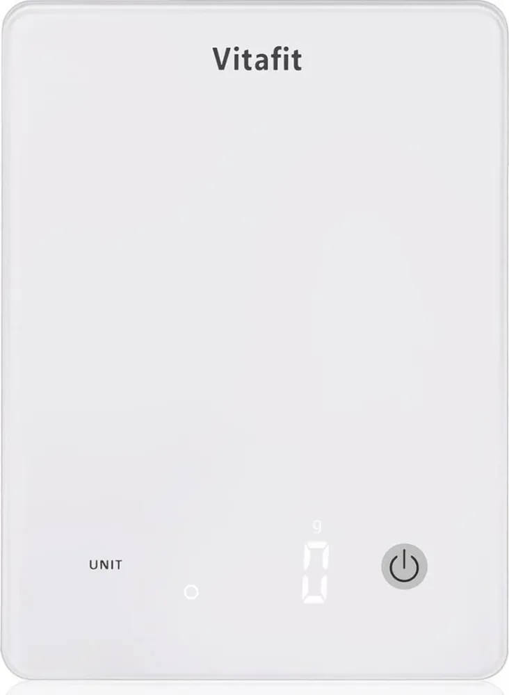 Vitafit Bilancia da Cucina Digitale 10kg Bilancia per Alimenti Multifunzione con Display LED Piattaforma Vetro Temperato B...
