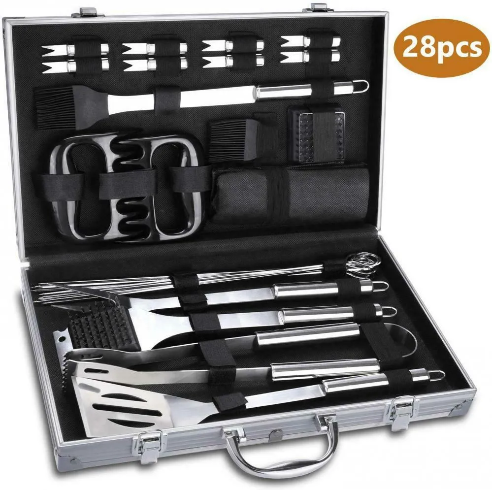 WisFox Attrezzi per Barbecue Set di Utensili Barbecue,28 PCS ...
