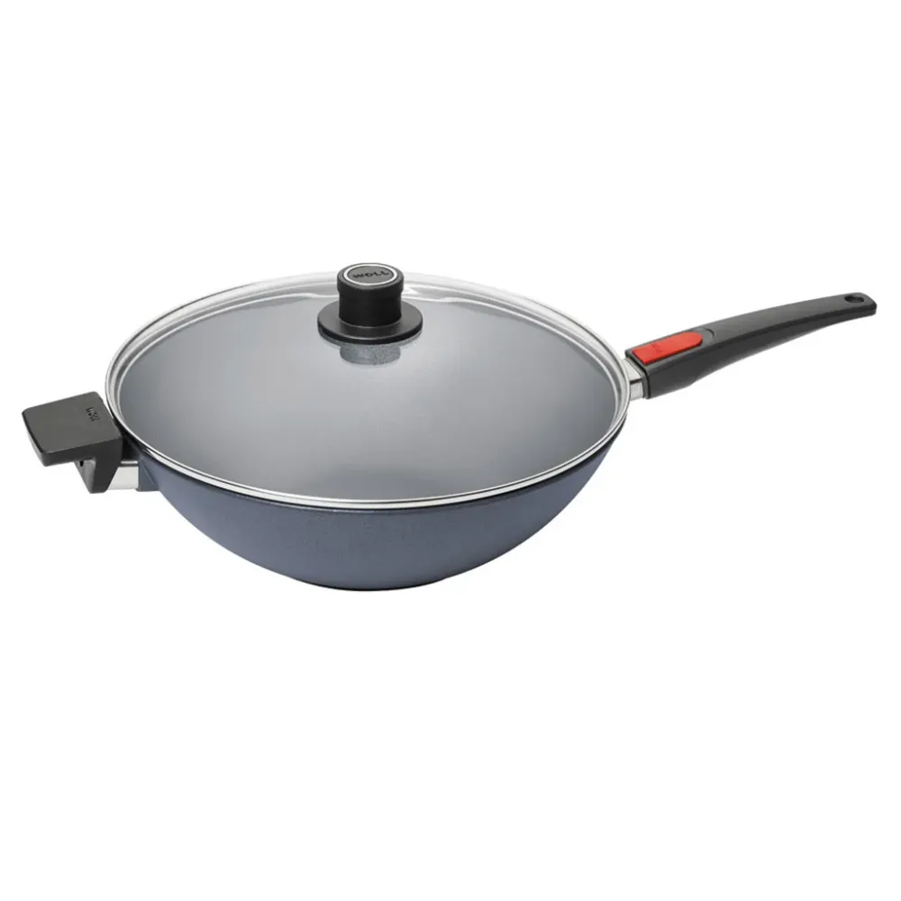 Woll Diamond Lite Wok antiaderente cm 34 induzione + coperchio e manico estraibile