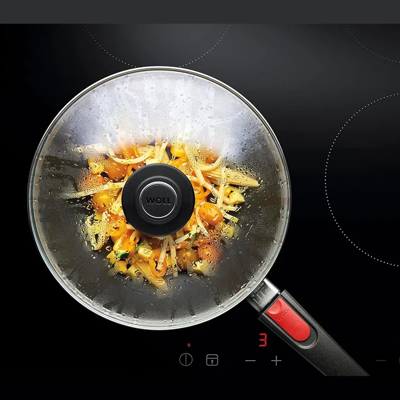 Woll Diamond Lite Wok antiaderente cm 34 induzione + coperchio e manico estraibile