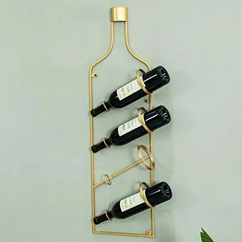 portavini parete Portabottiglie da parete ferro battuto, portabottiglie verticale con forma di bottiglia di vino, mensola...