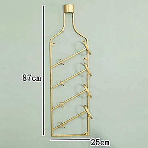portavini parete Portabottiglie da parete ferro battuto, portabottiglie verticale con forma di bottiglia di vino, mensola...