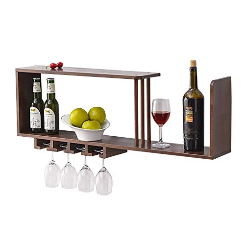 XWZJY Portabottiglie da Parete per Arredamento da Cucina per la casa Portabottiglie da Appendere 4 calici Vetro Calici Rip...