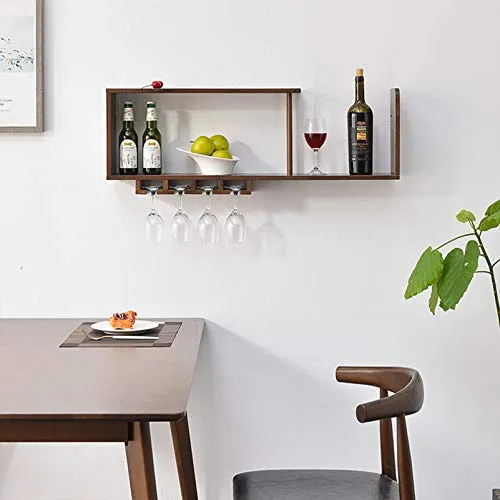 XWZJY Portabottiglie da Parete per Arredamento da Cucina per la casa Portabottiglie da Appendere 4 calici Vetro Calici Rip...
