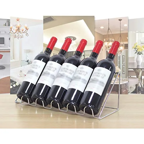 YQJ - Portabottiglie da tavolo metallo, per bar, cucina e ristorante, completamente montato, per 5 bottiglie