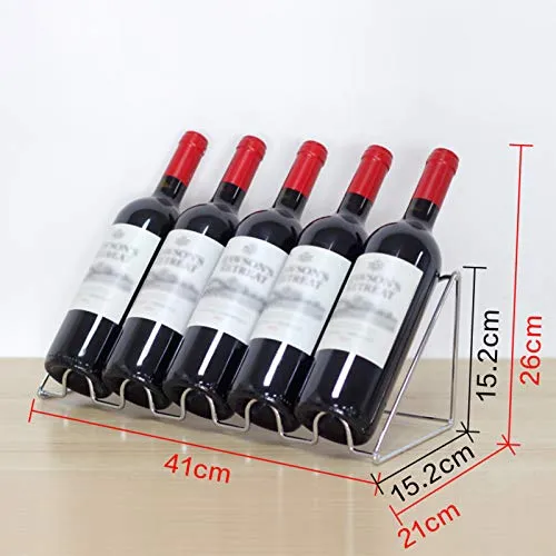 YQJ - Portabottiglie da tavolo metallo, per bar, cucina e ristorante, completamente montato, per 5 bottiglie