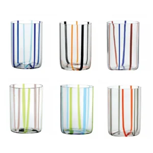 Zafferano Tirache Set 6 Bicchieri vetro Tirache colori assortiti