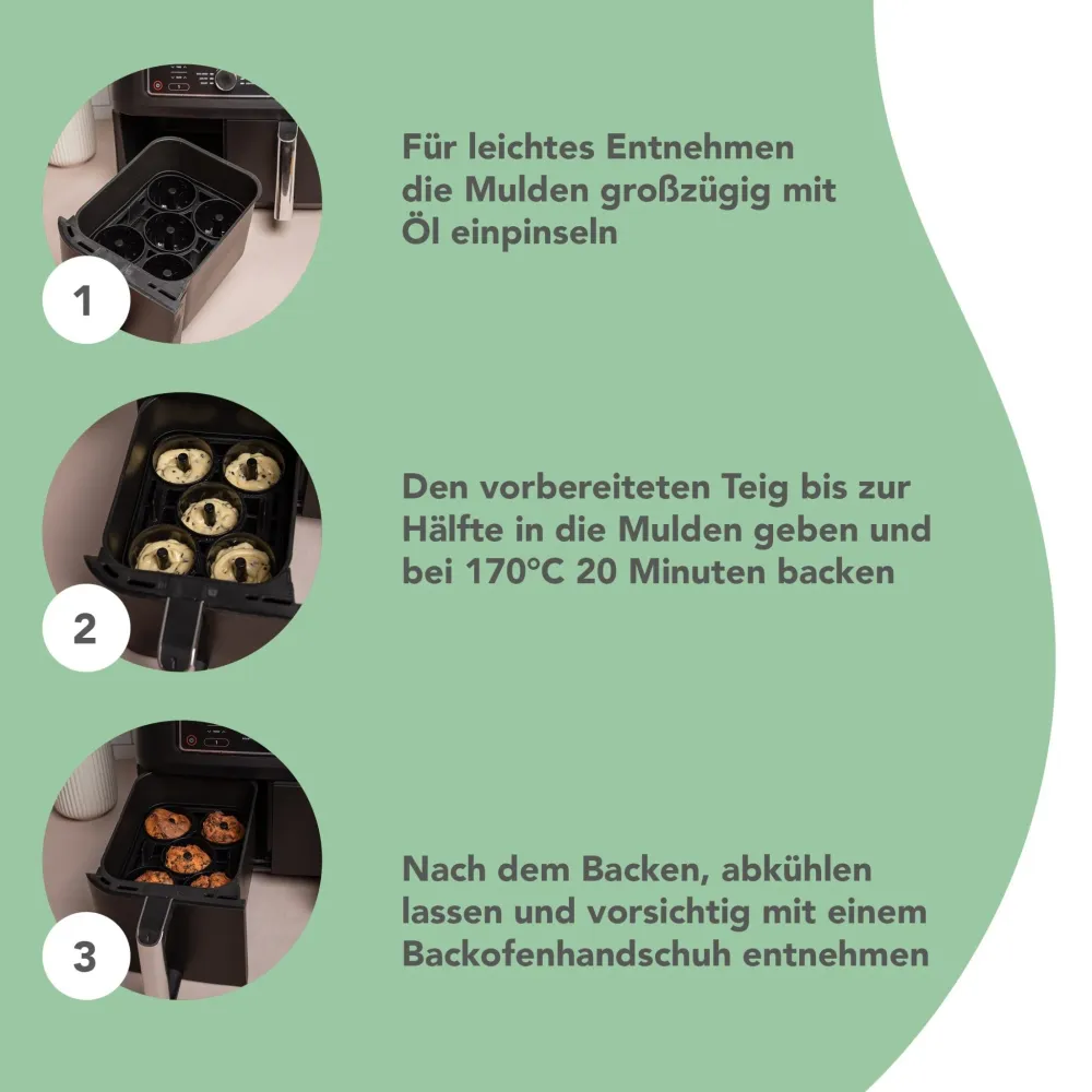 ZauberFry | Teglia "Mini-Gugelhupf" compatibile con Ninja Airfryer (set di 2)
