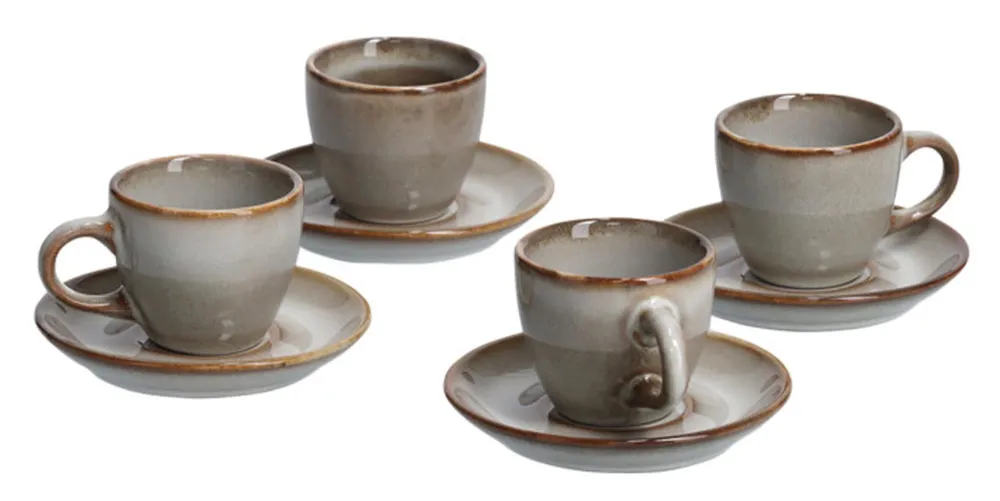 ZELLER PRESENT Set di tazzine da caffè espresso ceramica beige, 8 pezzi