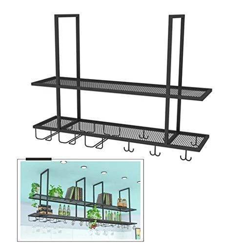 ZHXYY Portabottiglie per Vino da Cucina con portabicchieri, portabicchieri da Appendere soffitto Portabicchieri da soffitt...