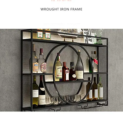 Portabici per Vino, Home Bar Parete Appeso Portata di Vino Stoccaggio Ferro Battuto Espositore Ferro Battuto per Vino Bian...