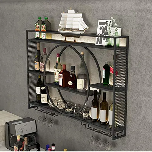 Portabici per Vino, Home Bar Parete Appeso Portata di Vino Stoccaggio Ferro Battuto Espositore Ferro Battuto per Vino Bian...