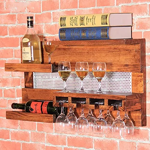 Portabottiglie europeo legno massello Mensole pensili muro Ristorante calice retrò Porta bicchiere vetro Porta vino portab...