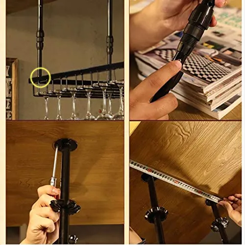 Soffitto Porta bicchiere di vino rosso, appeso supporto di vetro di vino, Altezza regolabile con montaggio parete attaccat...