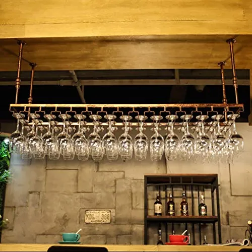 Soffitto Porta bicchiere di vino rosso, appeso supporto di vetro di vino, Altezza regolabile con montaggio parete attaccat...