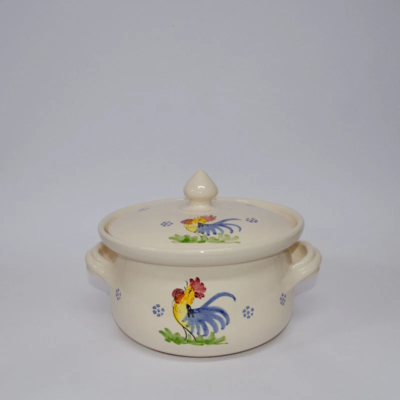 Zuppiera, con Gallo decorato Mano 25 cm