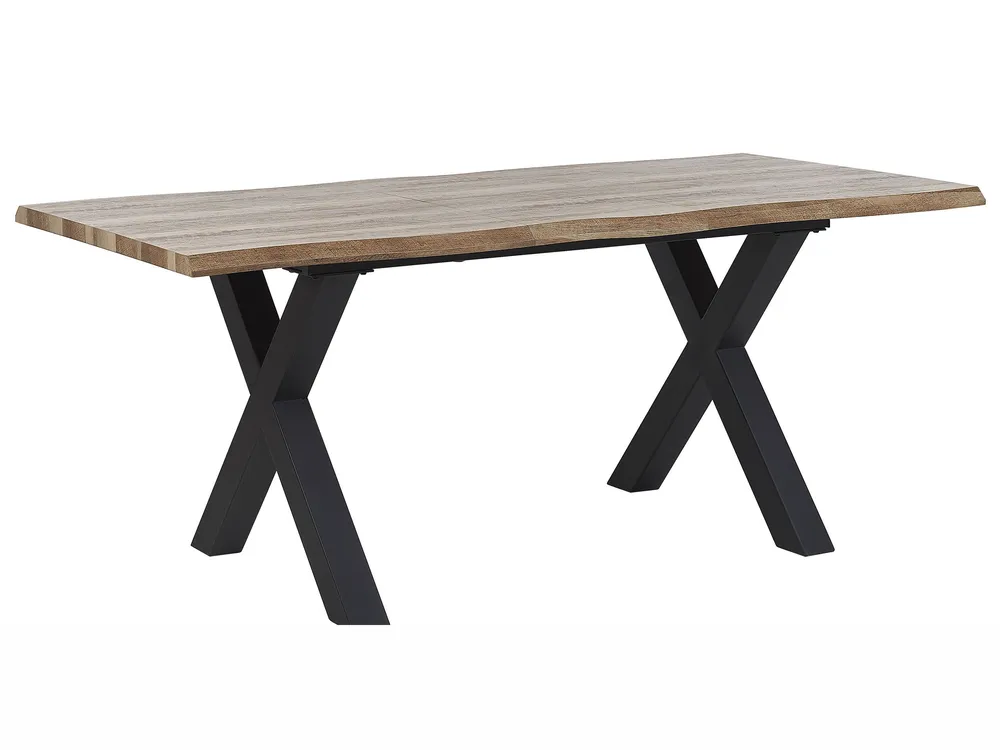 Extending Dining Table 140/180 x 90 cm Light Wood and Nero puro BRONSON