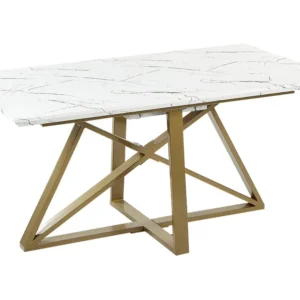 Extending Dining Table 160/200 x 90 cm Marble Effect Gold MAXIMUS
