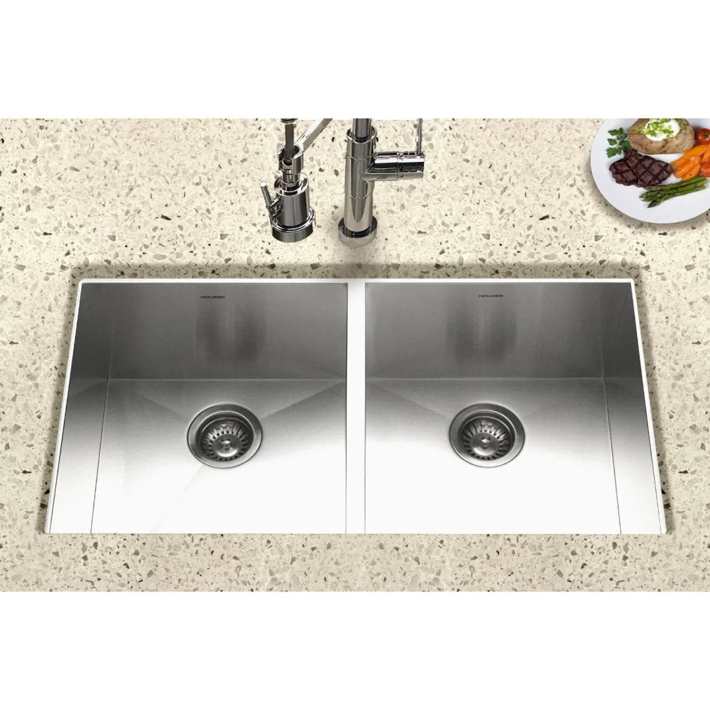 Houzer - CTD-3350 - Contempo Series Undermount Stainless Steel 50/50 Duplice Bowl Kitchen Sink