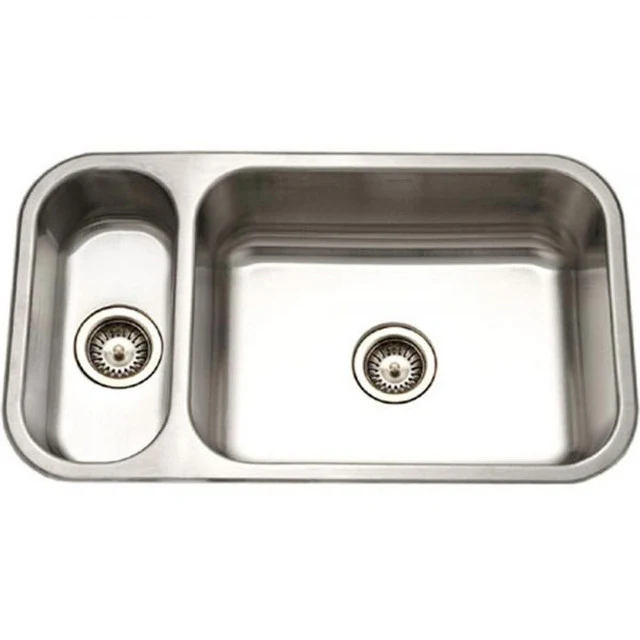 Houzer Elite Series 31" Stainless Steel Undermount 80/20 Gemello Bowl Kitchen Sink, Small Left Bowl